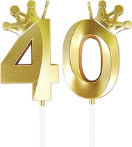 40th Birthday Candles, Birthday Candle 40 Number Candle 40 with Crown, Women Men 50th Birthday Decor