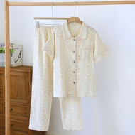 Womens Pajamas Gauze Cotton Pajama Set Short Sleeve Pajamas Summer Womens Pajamas 2-Piece Set