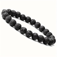 Natural Lava Stone Bracelet – Black Trendy Volcanic Rock Beaded Bracelet