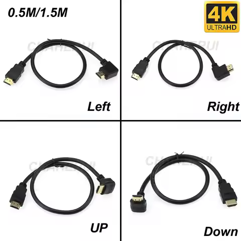 0.5/1.5M HDMI TO HDMI Cable MALE HD /Left/Right UP Down 90 Degree Angle High Speed 4K 90 V1.4 Extens