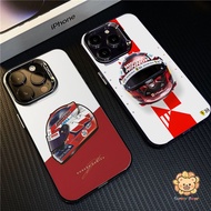 F1 Driver Helmet Simple Solid Color Frosted Electroplate Lens Protection Phone Case Compatible for i