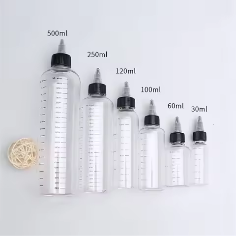 Transparent Plastic Graduated Bottles Twist Cap Travel Refillable Squeeze Bottles Liquids Hair Dye C
