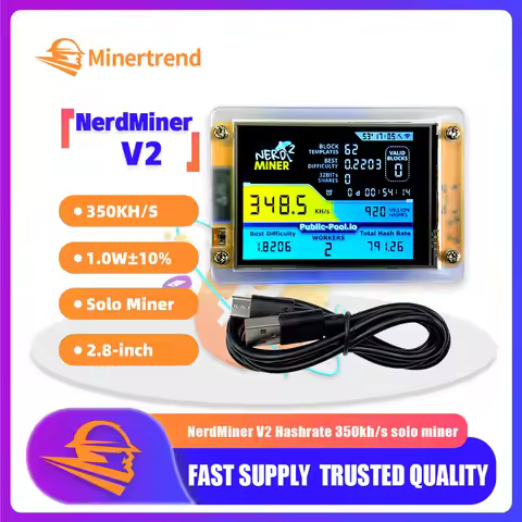 Mini Bitcoin Miner NerdMiner V2 350KH/s 2.8 inch LCD Display Solo Miner Mining Device Crypto Mining 