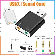【Ready Stock】7.1-Channel Aluminum Alloy Usb Sound Card Computer External Sound Card Analog Sound Card Stereo Audio adapter