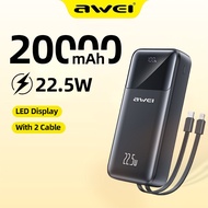 Awei Power Bank 20000mAh 22.5W Fast Charging Powerbank Digital Display Built-in Cable