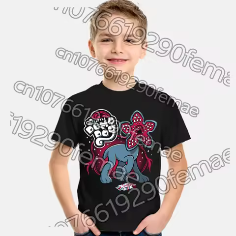 【2026 New Arrival】Hawkins Demogorgon Kids Short Sleeve T-Shirt Summer Cool Harajuku Streetwear for B