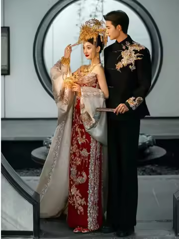 Engagement Dress, Xiuhe Dress, Wedding Dress, 2026 New Style Bridal Cheongsam, Chinese-Style Bridal