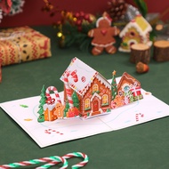 [Gingerbread House Candy House 3D Three-Dimensional Greeting Card] Paper Carving Folding Holiday Ble