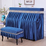A-6💘Piano Cover Full Cover European-Style Cotton Simple Velvet Piano Cover Piano Stool Cover Thickened Mid-Open Piano 00