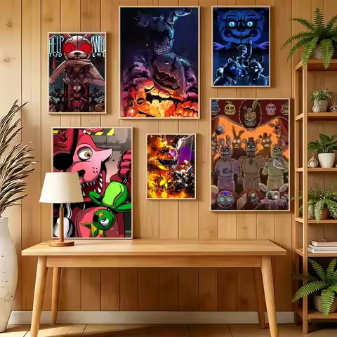 FNAF Classic Horror Movies HD Poster HD Self Adhesive Wall Mural Stickers Decals for Bedroom Living