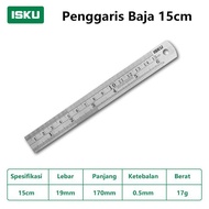 ISKU Iron Ruler 15 / 30 / 50 / 60 / 100cm Steel Ruler Metal Rules Stainless Steel Ruler - 15cm-