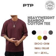 300GSM Heavyweight Bamboo Cotton Tee Shirt Men’s T Shirt Oversized Small Collar