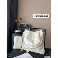 Chanel Chanel 22bag Garbage Bag 22 Small Bag Black Gold Leather Hobo