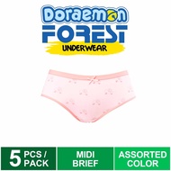 panties Forest X Doraemon Micromodal Spandex Midi Briefs ( 5 Pieces ) Assorted Colours - DLD0008D