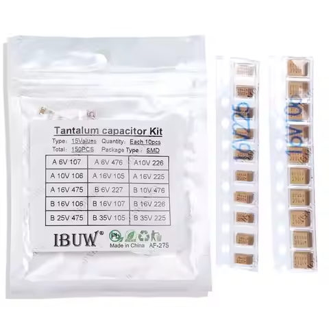 15Values SMD Tantalum capacitor assortment kit 1uf-220uf A/B Case Tantalum capacitor set 1UF 2.2UF 4