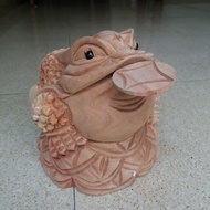 Tượng Cóc gỗ xá xị ngang 20cm