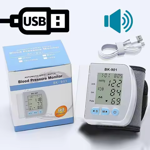 English Voice Broadcast Smart LCD Screen Wrist Blood Pressure Monitor Digital Automatic BP Tonometer