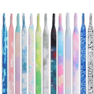 1 Pair Flat Tie-dye Shoe Laces 120/140 cm Rainbow Shoelaces for Sneakers Fashion Printed Shoelace