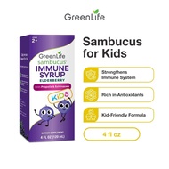 GreenLife Sambucus Immune Syrup for Kids with Propolis and Echinacea 120ml (4 fl oz) - For Immune He