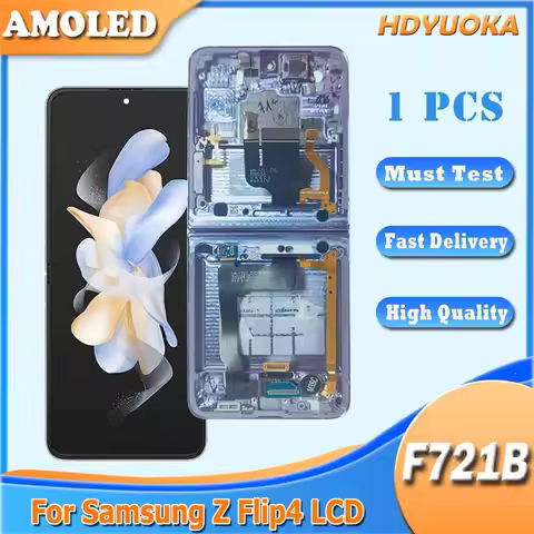 6.7" AMOLED LCD For Samsung Z Flip 4 LCD Display Touch Screen With Frame For Samsung Z Flip4 SM-F721