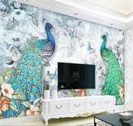 Custom Photo Wallpaper Murals Fresh Stereoscopic 3D Auspicious Peacock Flower Butterfly Tv Background Home Decor Wall Paper 3d