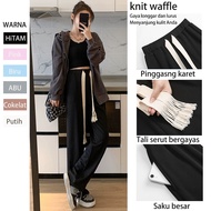 Oversize Celana Kulot Classic Waffle Pants Celana Panjang kasual wanita baggy pants cewek celana kor