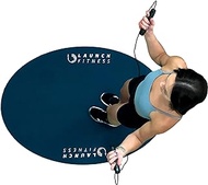 Launch Fitness 52"x32" Jump Rope Mat Indoor Outdoor Padded Mat | Shock Absorbing Mat For Cross Rope Exercise Workout | Durable Workout Padded Mat | Round Mat | Workout Mat with Design