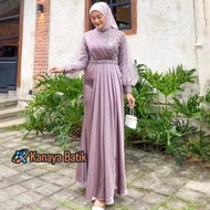 200324 Adeva Dress Brokat Kombinasi / Fashion Muslim Wanita / Gamis
