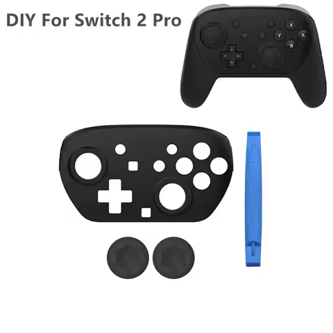 Black Replacement Soft Touch Faceplate DIY Shell Case for Nintendo Switch 2 Pro NS2 Pro Controller W
