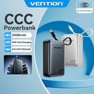 Vention CCC Certification Powerbank 20000mAh PD 45W 3C PowerBank Portable Type C PD Fast Charging Po