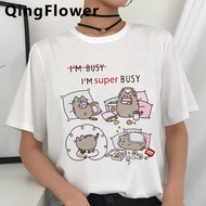 Pusheen Cat Cartoon Cute Pusheen Cat Short-Sleeved T-Shirt Women Simple Design Feel European America