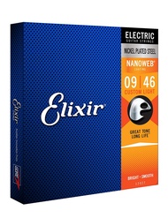 Elixir Strings 12027 Electric Guitar Strings w NANOWEB Coating  Custom Light (.009-.046) red