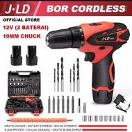 JLD 12V mesin bor baterai 10mm bor cas 2 baterai bor batre set bor