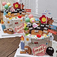 創意可愛搞怪小眼睛奧利奧夾心餅干蛋糕裝飾擺件卡通小熊氣球插件