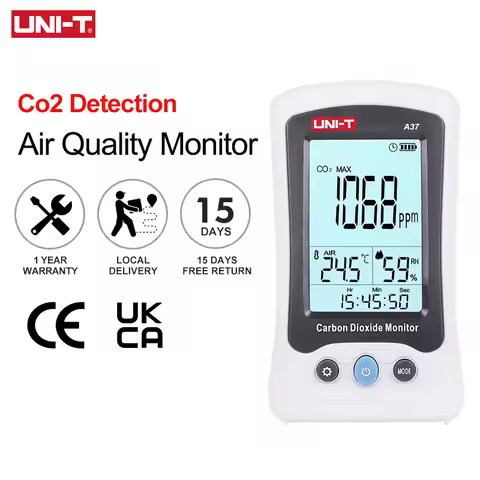 UNI-T Air Quality Monitor A37 Digital Carbon Dioxide Detector 400ppm~5000ppm CO2 Meter Detection NDI