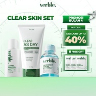 [COMBO SALE] VERBLE Clear Skin Set Verble Serum Pitted Scar + Rice Milk Sunscreen + Clear As Day Ant
