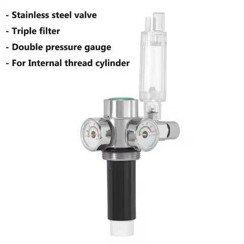 Internal Thread CO2 Steel Cylinder Generator Stainless Steel Valve Aquarium CO2 Carbon Fiber Filter 
