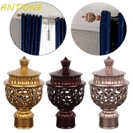 ANTIONE Curtain Rod Cap Retro Hollow Out Durable Decorative Curtain Rod Head