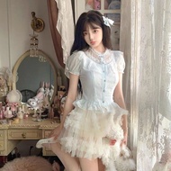 Princess Lolita Chiffon Shirt Short Sleeve Lace Shirt Set