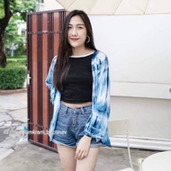 Indigo Tie-Dye Cape Jacket Set