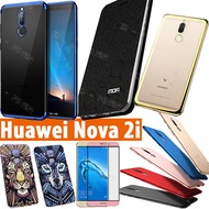 Huawei Nova 2i Tempered Glass Case TPU Case Leather PU Case for Huawei Nova 2i Glass Casing cover