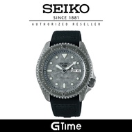 [Official Warranty] Seiko SRPE79K1 Men's Seiko 5 Vintage Automatic 100M Silvery Grey Dial Calfskin Topped Silicone Watch