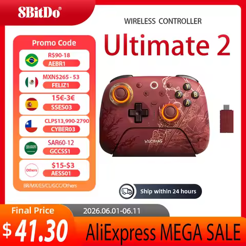 8BitDo Ultimate 2 Wireless Gaming Controller for PC & Android with TMR Joysticks, Motion Control - W