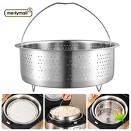 MERLYMALL Food Steamer Basket, Stainless Steel Anti-scald Steamer Steaming Grid, Multi-Function Rice Pressure Cooker Silicone Handle Insert Steamer Pot Drain Basket Kitchen