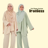 Suit Muslimah Baju Dan seluar Ironless Nursing Friendly Baggy Loose Hitam Purple Pink Brown Navy Blue PLUS SIZE