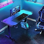 Gaming Desk with LED Lights/Sockets,Home Office,PC,Laptop,Workstation,Gaming Computer Desk,Workstation PC Desk for Home Office with CPU Stand,Black-L 100CM vision