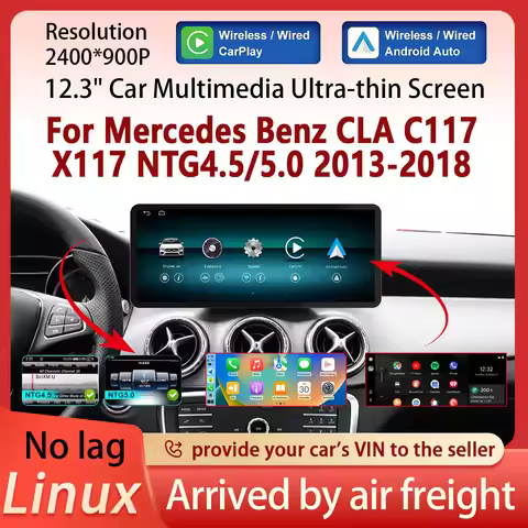 new HD 2400*900P For Mercedes Benz CLA C117 X117 NTG4.5 5.0 2013-2018 Wireless CarPlay Android Auto 
