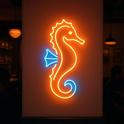 Seahorse Neon Sign, Ocean Animal Led Sign, Exotic Fish Neon Sign Marine Fauna Neon Decor Gift for Ki