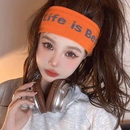 Dopamine Girl Sports Knitted Headband Sweat-Absorbent Running Cool Outing Street Wide-Brimmed Letter