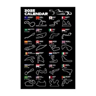 Excited Art F1 Calendar Poster 2025 Formula 1 Racing Track Print Sports Wall Art For Boys Room And O